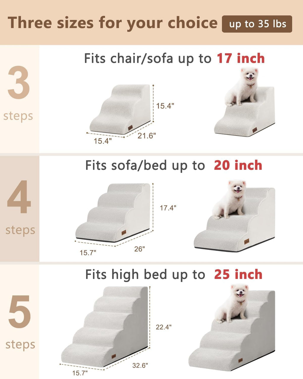 Aodisman Dog Steps for Bed or Couch,4 Step Pet Stairs for Small Dogs & Cat