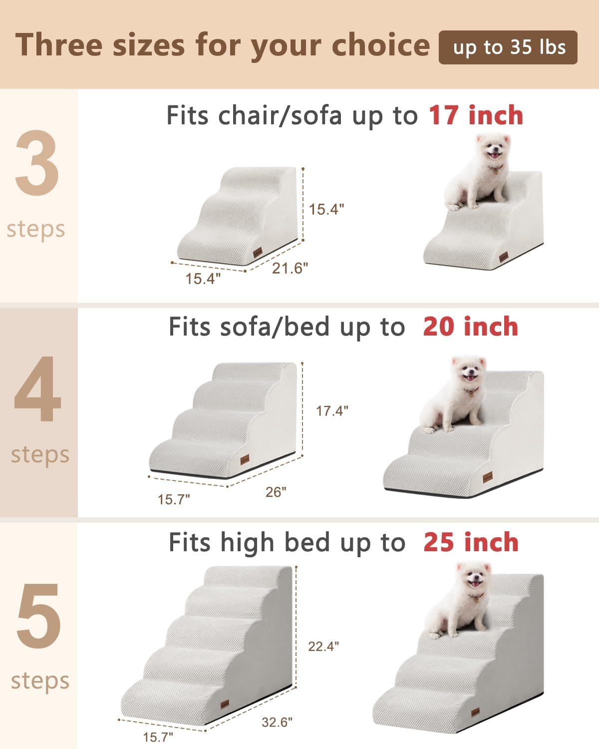 Aodisman Dog Steps for Bed or Couch,4 Step Pet Stairs for Small Dogs & Cat