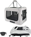 Extra Large Cat Carrier Soft Sided, Portable Small Dog Carrier for 2 Cats, 24"x16.5"x16" Car Travel Folding Comfortable Design, Grey with Another Cover