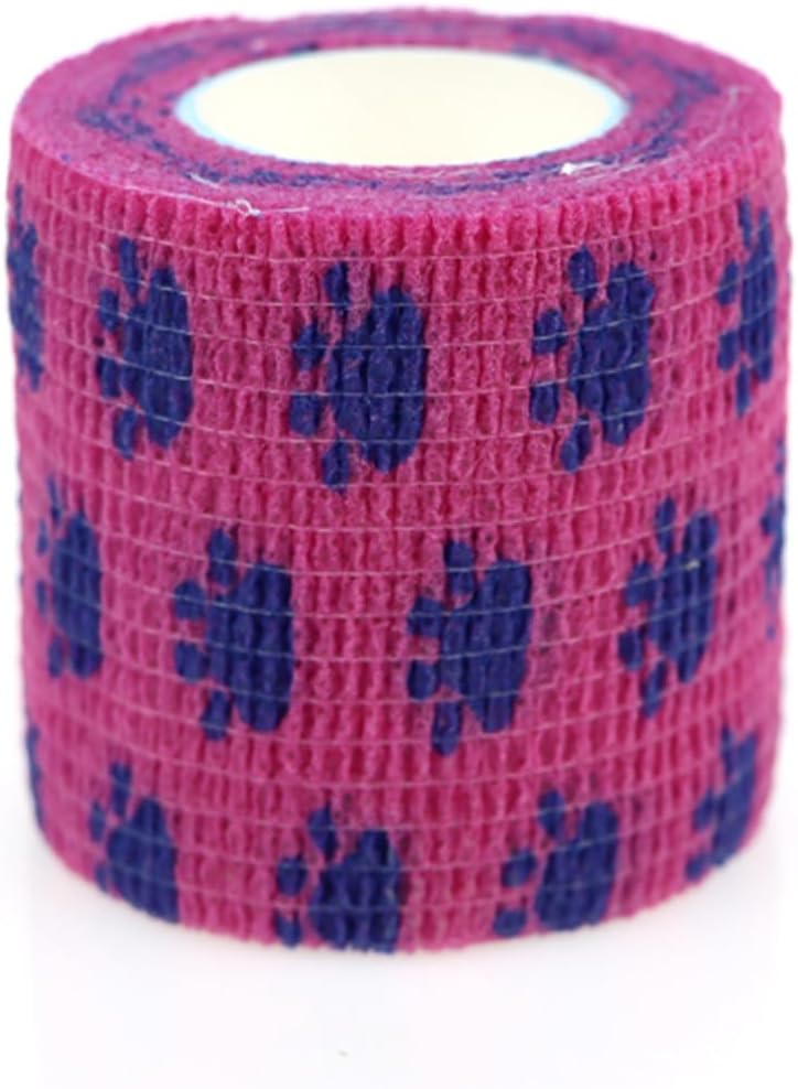 Self Adhesive Bandage Wrap Animal Cohesive Bandage Self Adherent Wrap First Aid Tape for Dogs Cats Horses Birds & Wrist Healing Ankle Sprain (2 Inch Pink Set 6 Rolls)