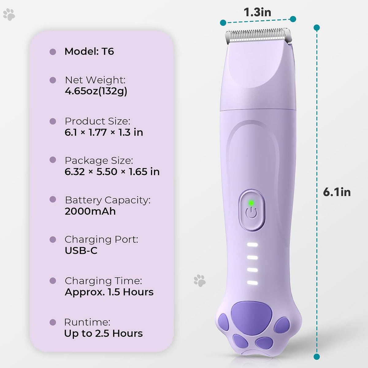4-in-1 Dog Clippers for Grooming Kit - 45dB Quiet 150-Min Run Non-Slip Grip