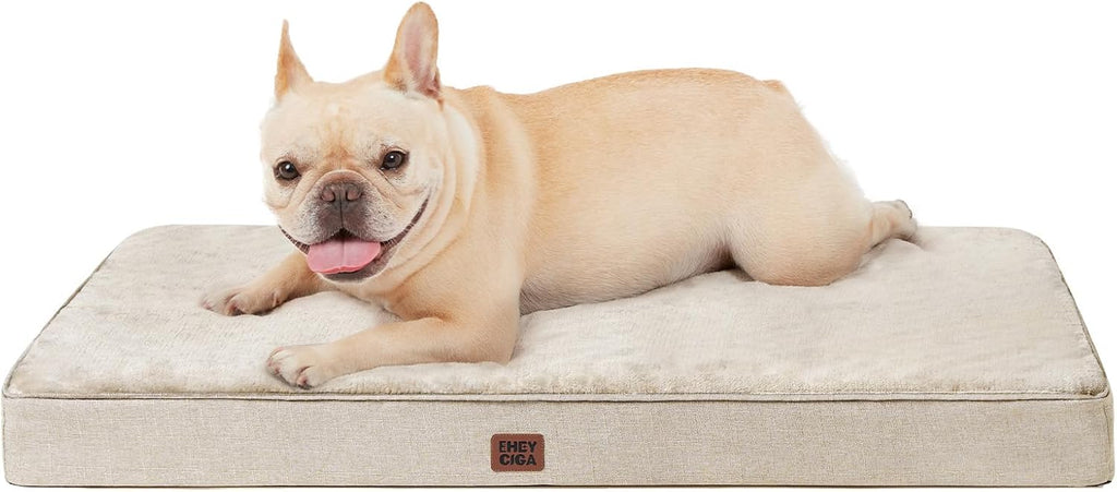 EHEYCIGA Orthopedic Dog Crate Beds for Medium Dogs, 30x20Inch, Beige