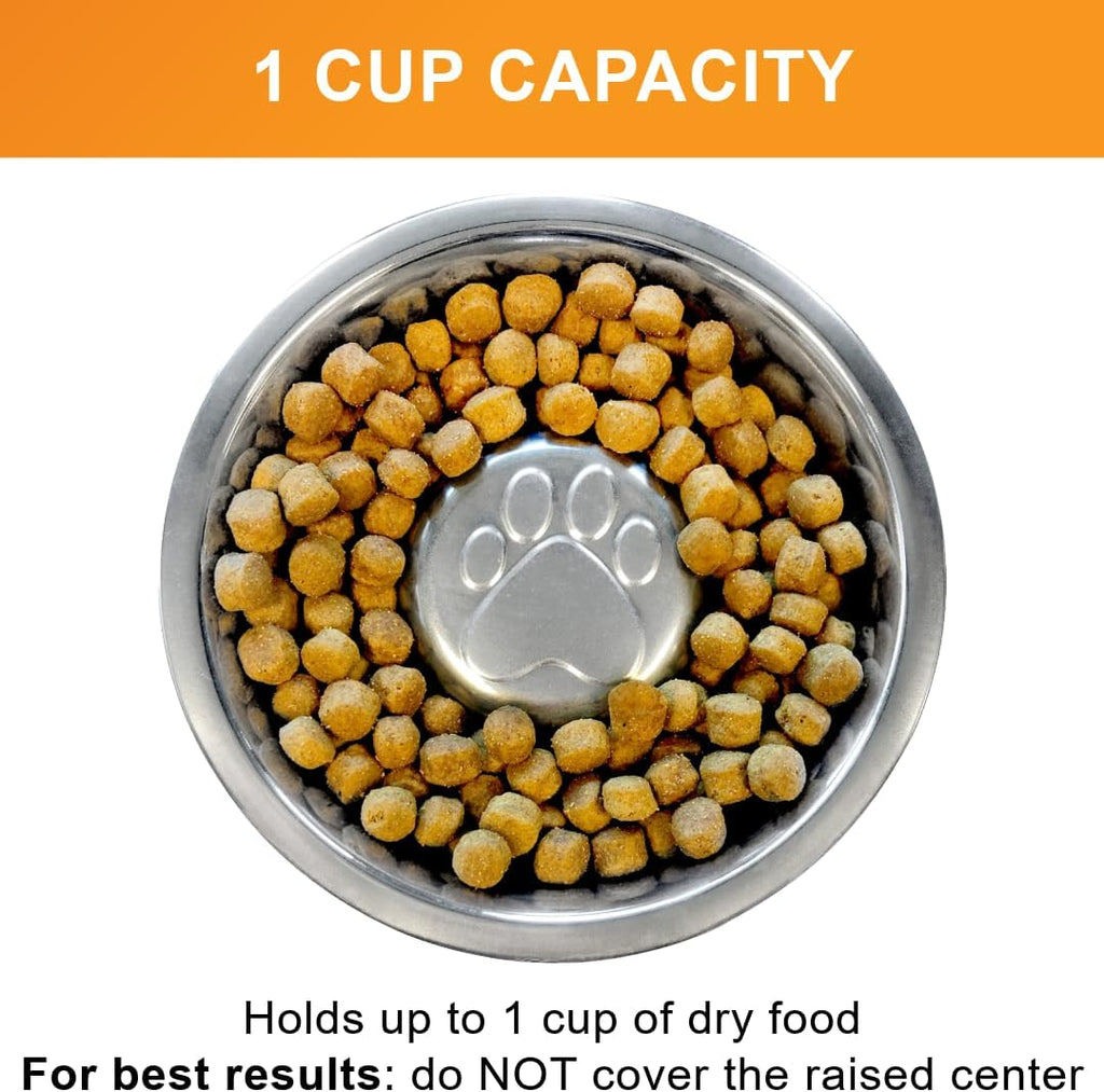 Neater Pet Brands Stainless Steel Slow Feed Dog Bowl for Fast Eating Medium Breed, Metal Slow Feeder Dog Bowl Fits in Medium Neater Feeder Deluxe, for Puppy or Dogs (19-40 lbs), 1 Cup Food Capacity 