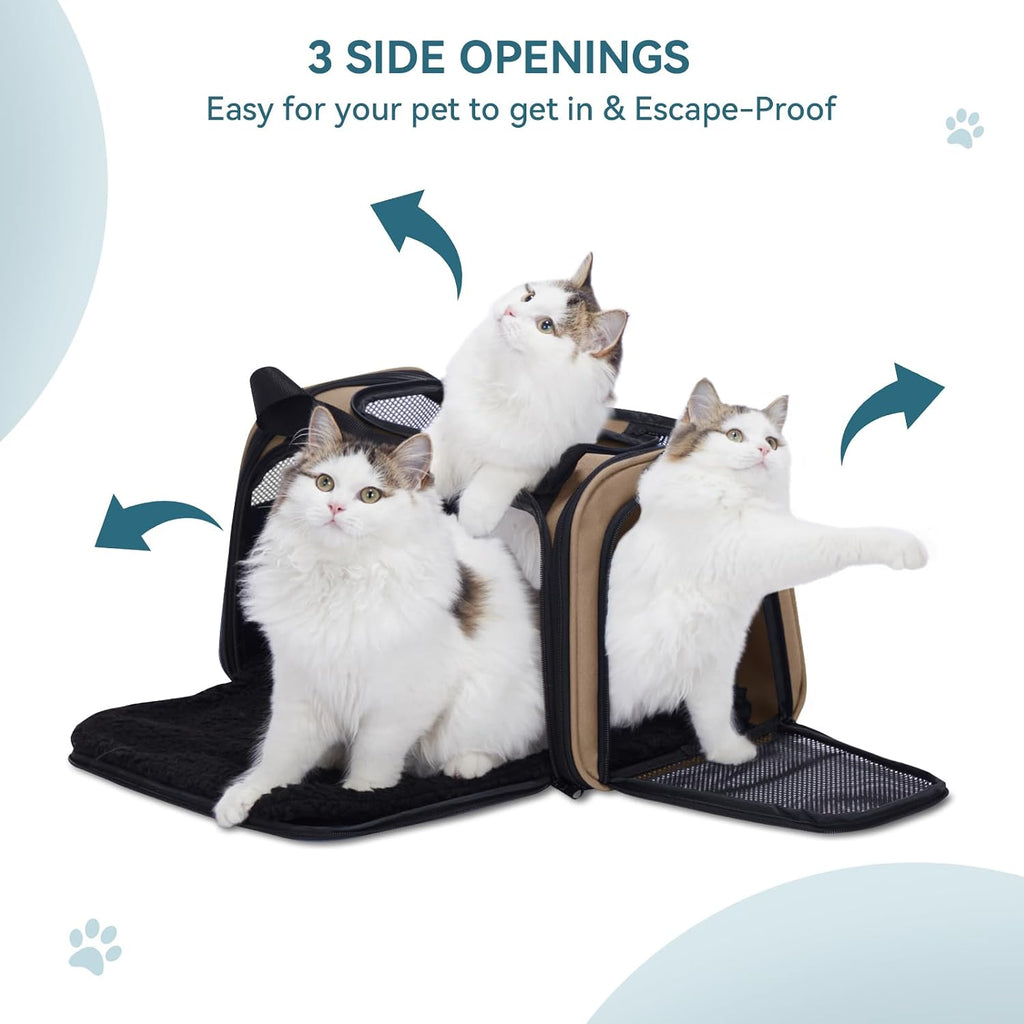 PETSFIT Pet Carrier for Cat, Small Dogs, Khaki