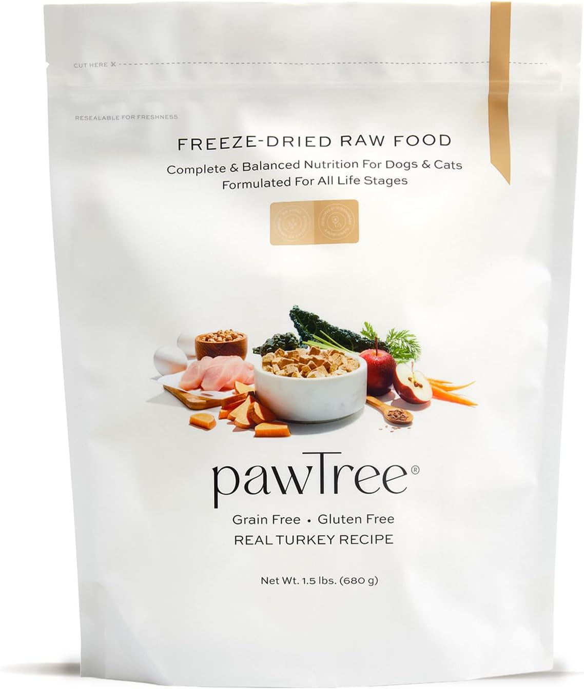 pawTree Freeze-Dried Raw Dog & Cat Food, All-Natural, Turkey, 1.5 lb