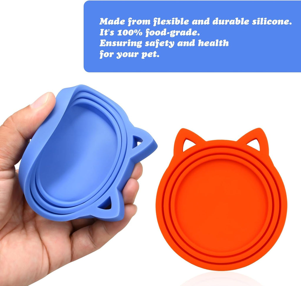 4 Pack Pet Food Can Cover Silicone Food Can Lids, Universal BPA Free, One Fit Most 3 oz,5.5 oz,12 oz Standard Size Food Cans