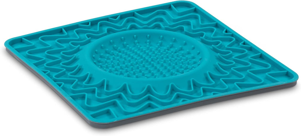 Messy Mutts Framed Lick Bowl Mat, 9.5 Inch, Center Bowl, Blue