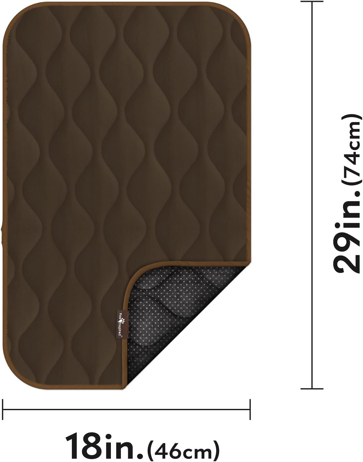 Paw Inspired Washable Padded Crate Mats for Dogs, Dark Brown, 29x18 Inch