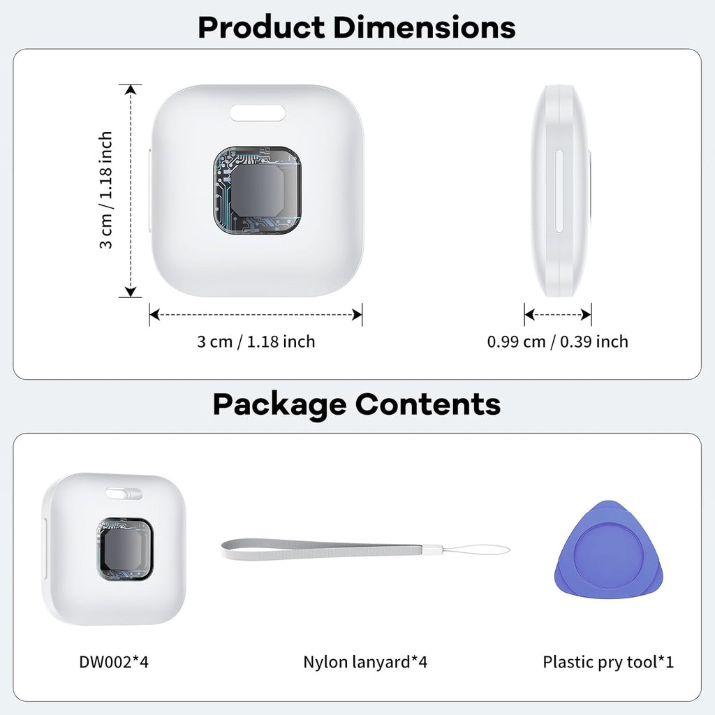 Hoxe Air Tracker Tags-4 Pack for iOS & Android, Smart Tag for Key, Bag, Pet