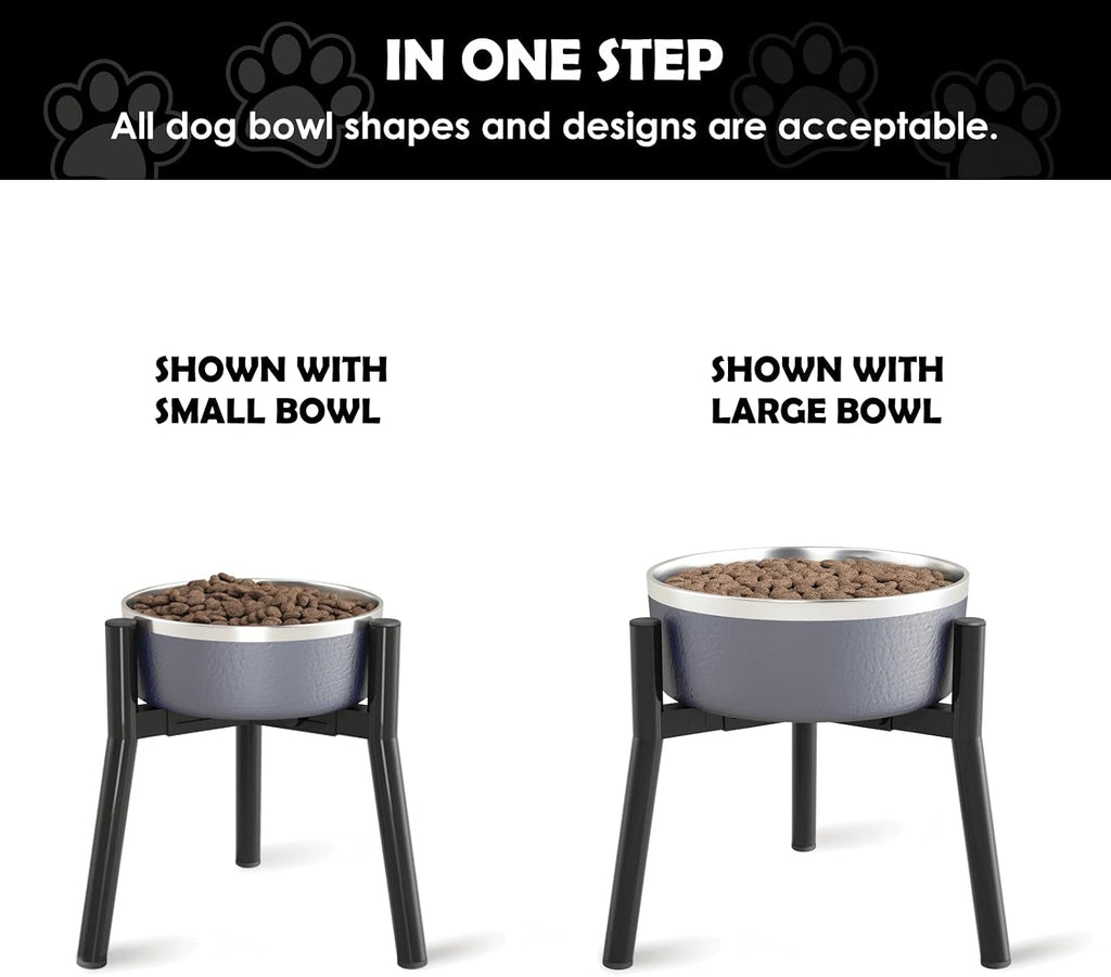 SHAINFUN Adjustable Dog Bowl Stand, Tall Elevated Feeder for 7-10.6" Bowls, Metal Single Raised Holder, 11" Tall (Bowl Not Included)