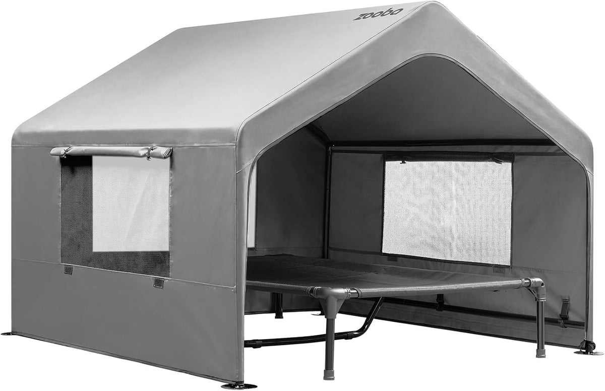 Zooba Extra Large Dog Shade with Elevated Bed, Outdoor Dog House Waterproof