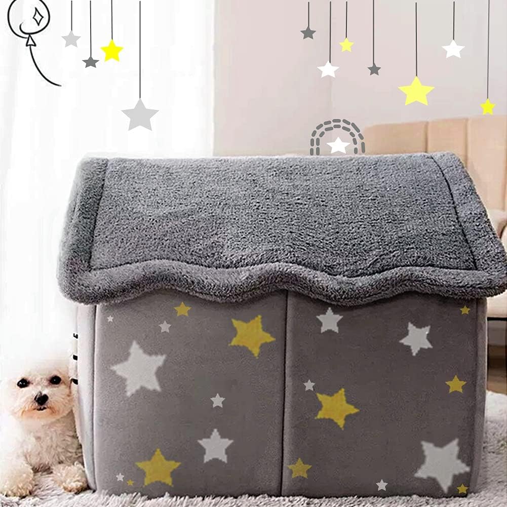 BXEBUI Dog House Indoor Memory Sponge, Foldable Dog House Kennel Bed Mat with Cushion for Small Medium Large Dogs Cats, Winter Warm Cat Nest Puppy Cave Sofa Pet Products (Small)