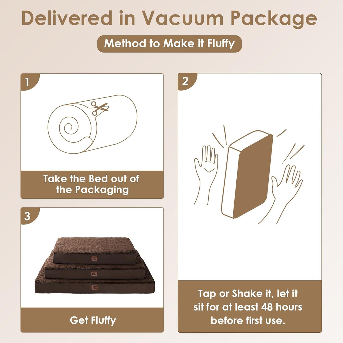EHEYCIGA Orthopedic Dog Bed Large with Removable Washable Cover, 44IN Brown