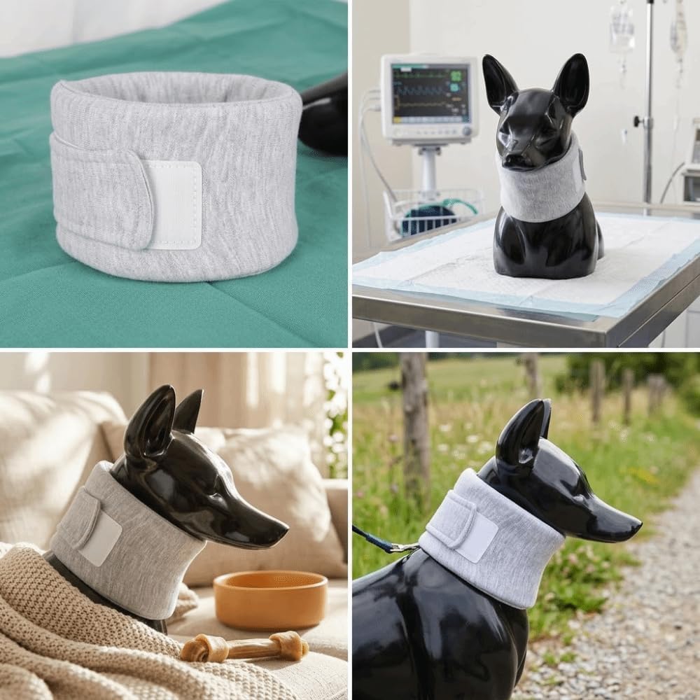 Recovery Neck Brace Collar for Dogs Cats Adjustable Post-Surgery Cone, Breathable Anti-Lick Wound Protective Neck Brace, Soft Cotton Design(M)