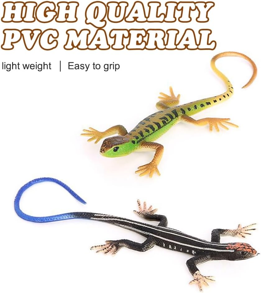 DONGKER 4 PCS Cat Lizard Toys,PVC Simulated Lizards Kitten Toys Bite Resistant for Kittens Adult Cats Over 6 Months Old Halloween Christmas