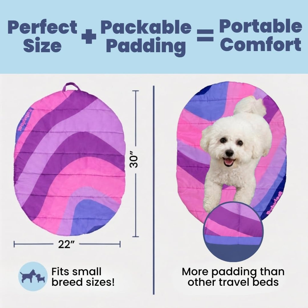 Travel Dog Bed, 30x22in, Foldable & Packable with Carry Bag, Pink