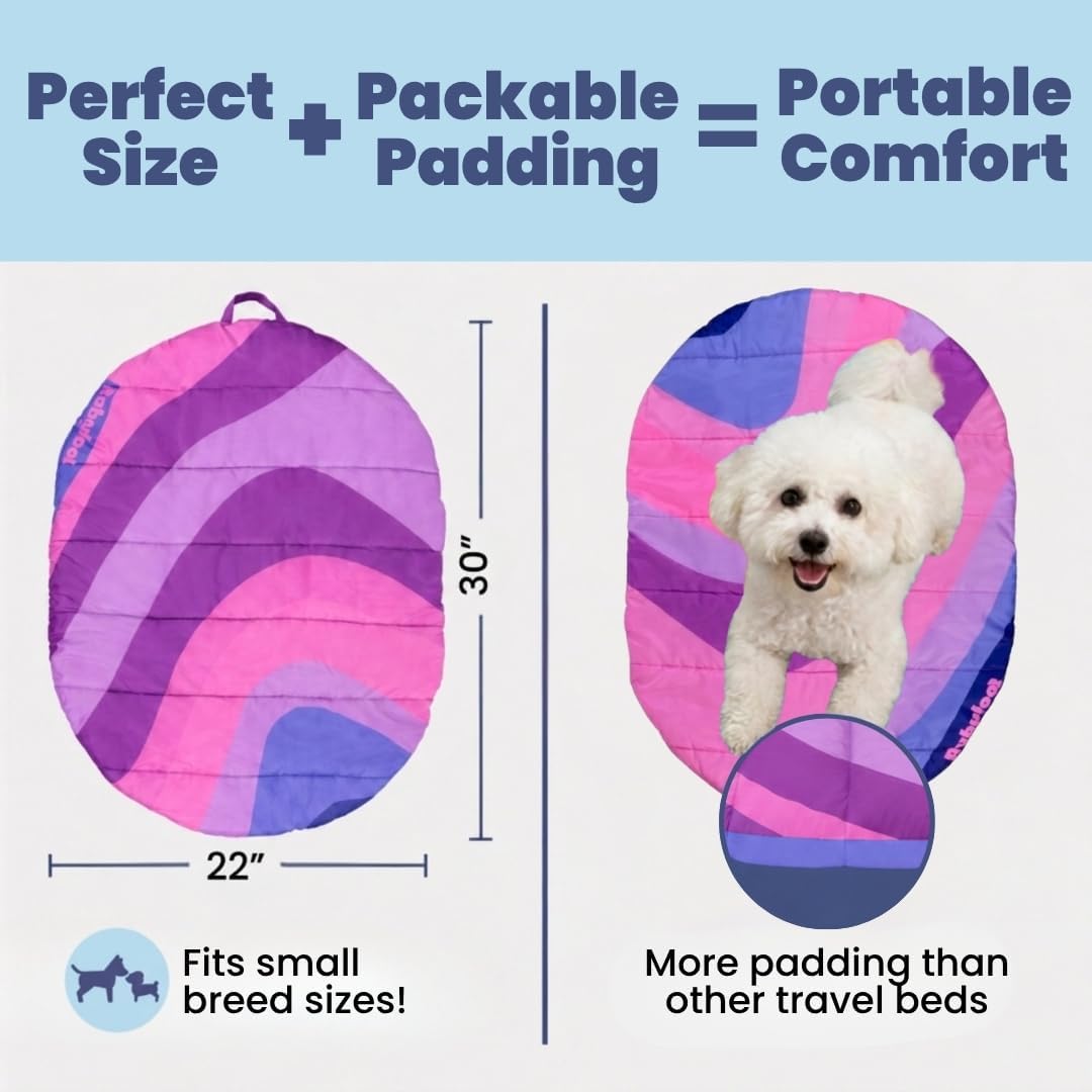 Travel Dog Bed, 30x22in, Foldable & Packable with Carry Bag, Pink