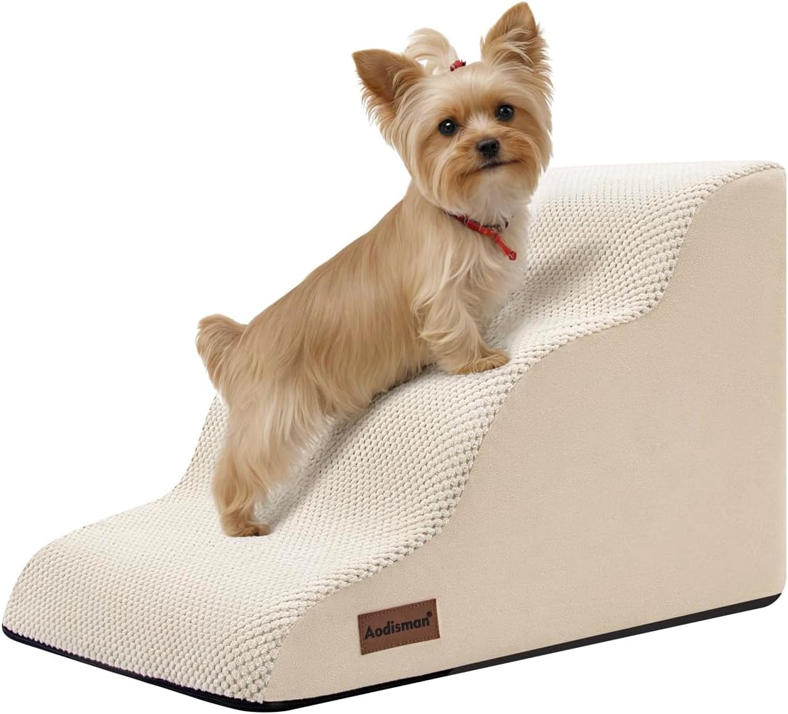 Aodisman Dog Stairs for Small Dogs,3 Step Dog Ramp for Couch,Non-Slip Steps