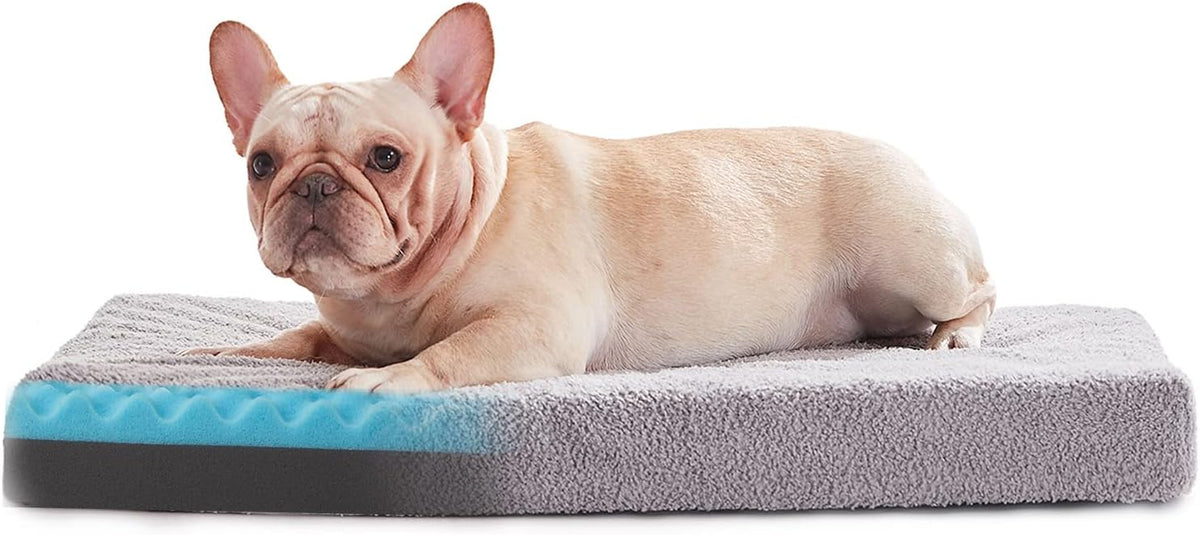 WATANIYA PET Memory Foam Large Dog Bed, Orthopedic Dog Beds for Large Dogs, Washable Cooling Pet Mat for Crate with Joint Relief Memory Foam (Light Grey)