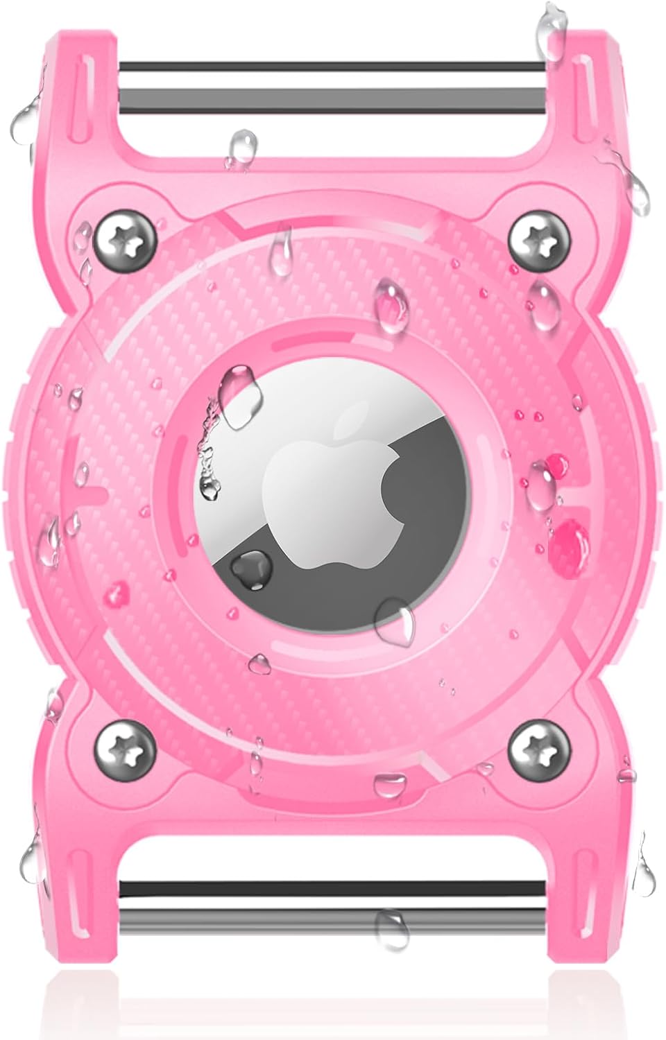 ONEONTA Airtag Dog Collar Holder | Airtag Dog Waterproof - Airtag Holder for Dog Collar with Removable Metal Loop, Sturdy TPU, Lightweight, Compact Size, Fits 1" Width Collar, Pink