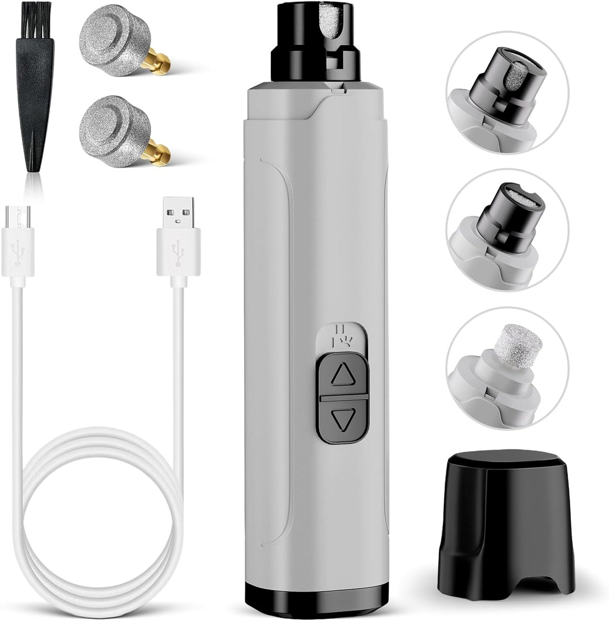 YGGDRA Dog Nail Grinder Upgraded - Professional 2-Speed Super Quiet and Low Vibration Electric Pet Nail Grinder with LED Lights - Painless Paws Grooming & Smoothing for Small to Large Dogs