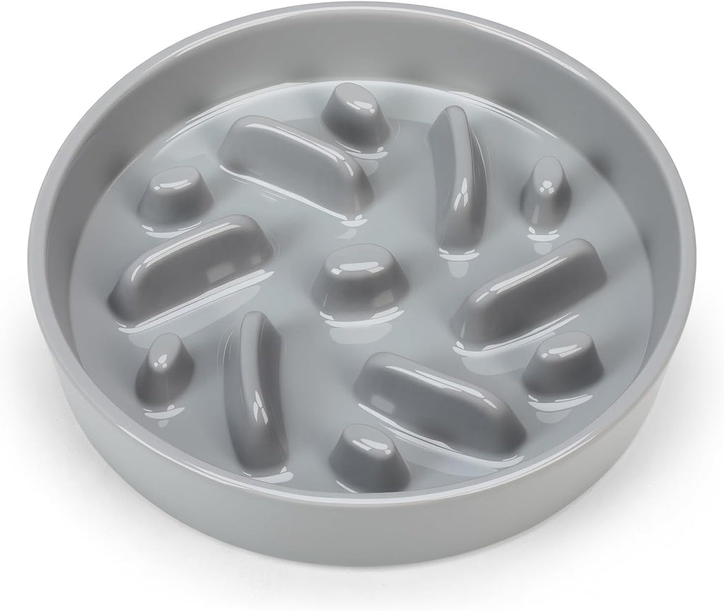 Ceramic Slow Feeder Dog Bowl, 2 Cups Maze Puzzle Dish to Slow Down Eating