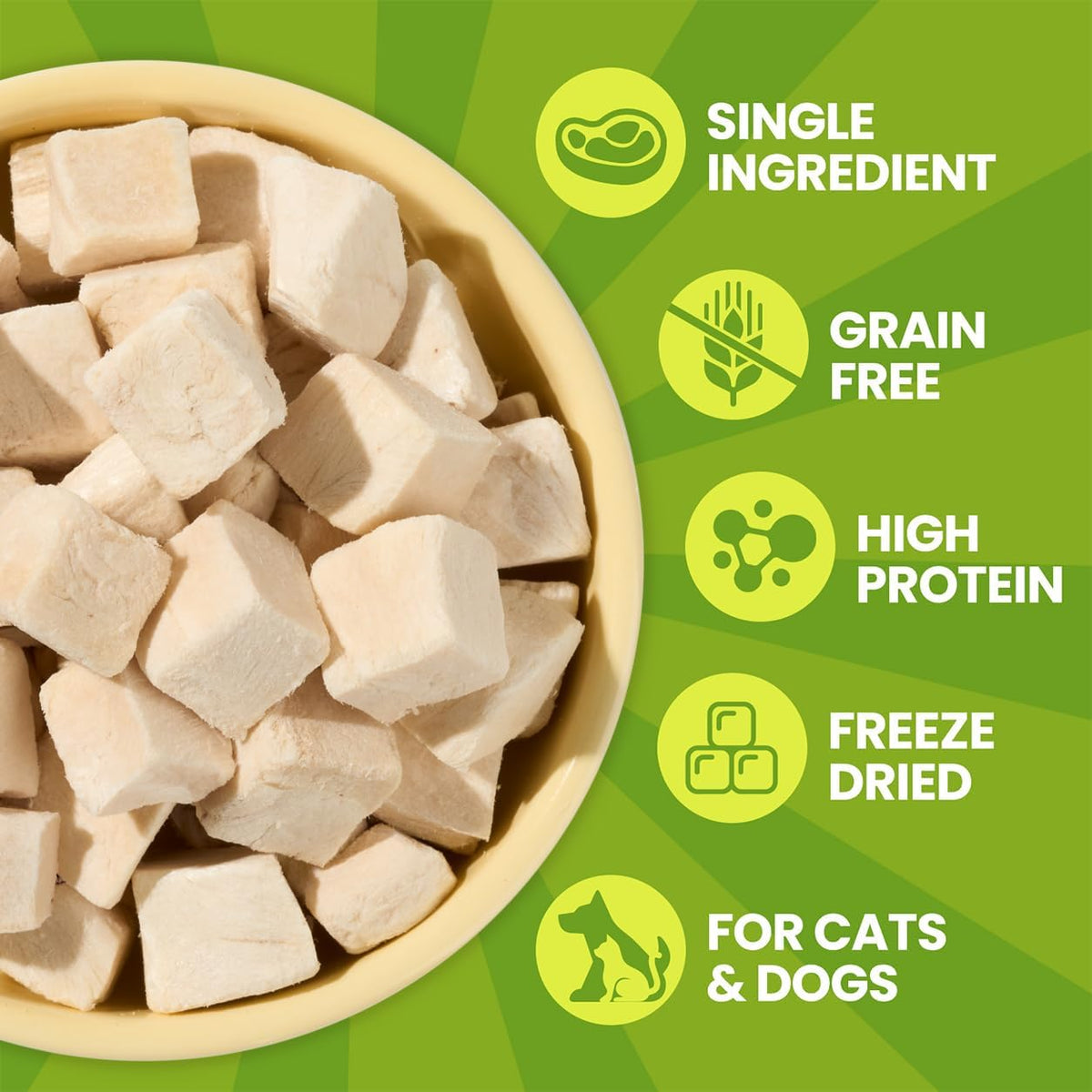 OPET Freeze-Dried Chicken Treats for Dogs & Cats, Single Ingredient, 1.1lb
