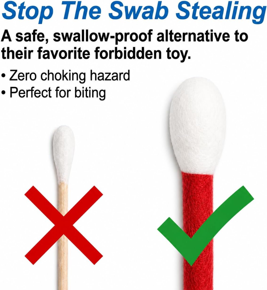 Glaciart One XXL Swabs Cat Toys with Catnip - 2 Pk | Durable for Chew, Cute Cat Toys Interactive Kitty for Boredom, Exercise, & Play | Filled w/Organic Catnip for Anxiety & as Digestive Aid