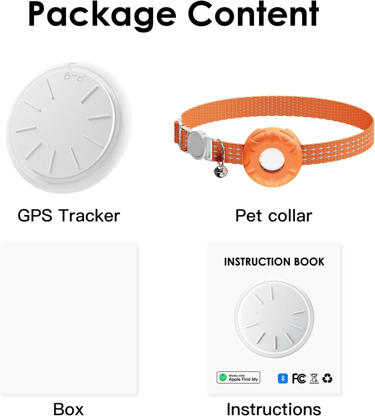 GPS Tracker for Cats (iOS Only), MINI Cat Tracker, Real-Time Location Pet Tracker, No Monthly Fee GPS Tracker, Compatible with Apple Find My,Anti-Lost Smart Tag (Orange)