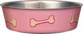 Loving Pets Bella Dog Bowls- Stainless Steel Dog & Cat Bowls - Spill Proof Dog Food Bowl, Cat Bowl, Puppy Essentials & Pet Supplies Great for Home & Travel (Large 35-65 lbs, Coastal Pink) 