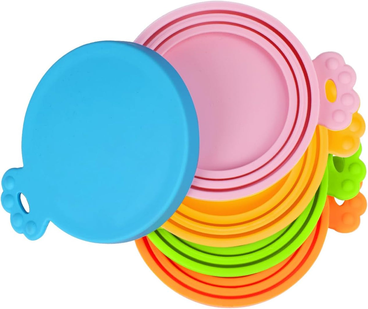 PetBonus 5 Packs Pet Food Can Covers Lids, Universal Size for Dog Cat Food | Silicone, 1 fit 3 Standard Size Can Tops, Can Topper for Wet Food, BPA Free, Dishwasher Safe 