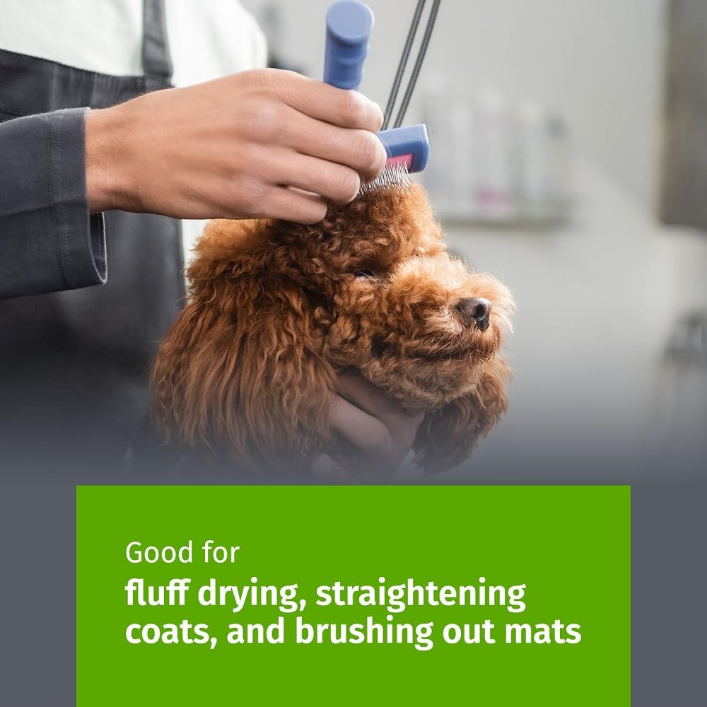 Show Tech Tuffer Than Tangles Slicker Brush for Dog Grooming with Long, Regular Pins, Medium Size, Perfect for Doodle Breeds, Angled Pins for Dematting, Remove Undercoat, Comfort Grip Handle