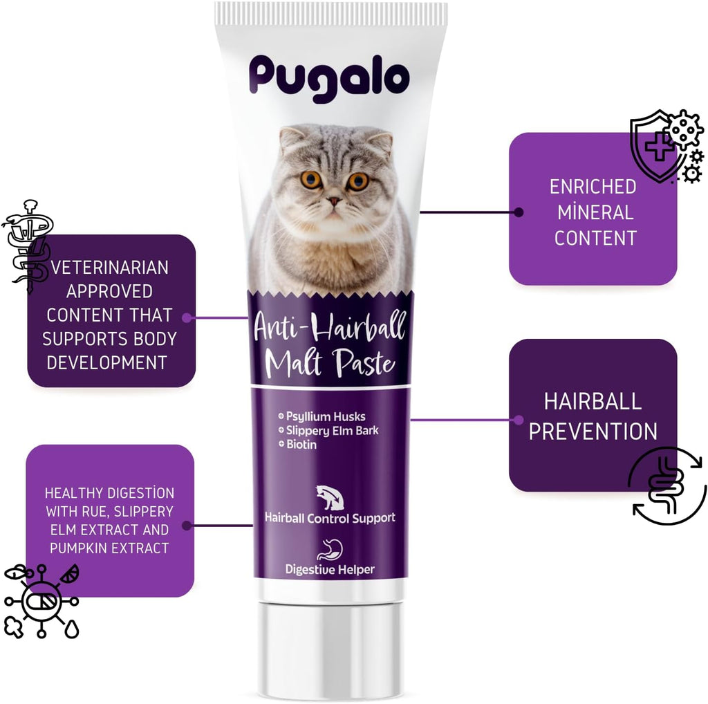 Cat Hairball Remedy Gel 100ml (3.5oz) Malt Paste for Cats Supports Hairball Control & Digestive Health