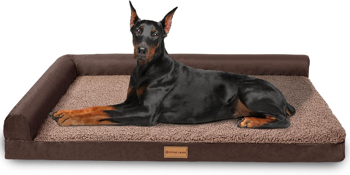 Patas Lague Orthopedic Large Dog Bed Washable Pet Sofa Bed 56''X40''Brown