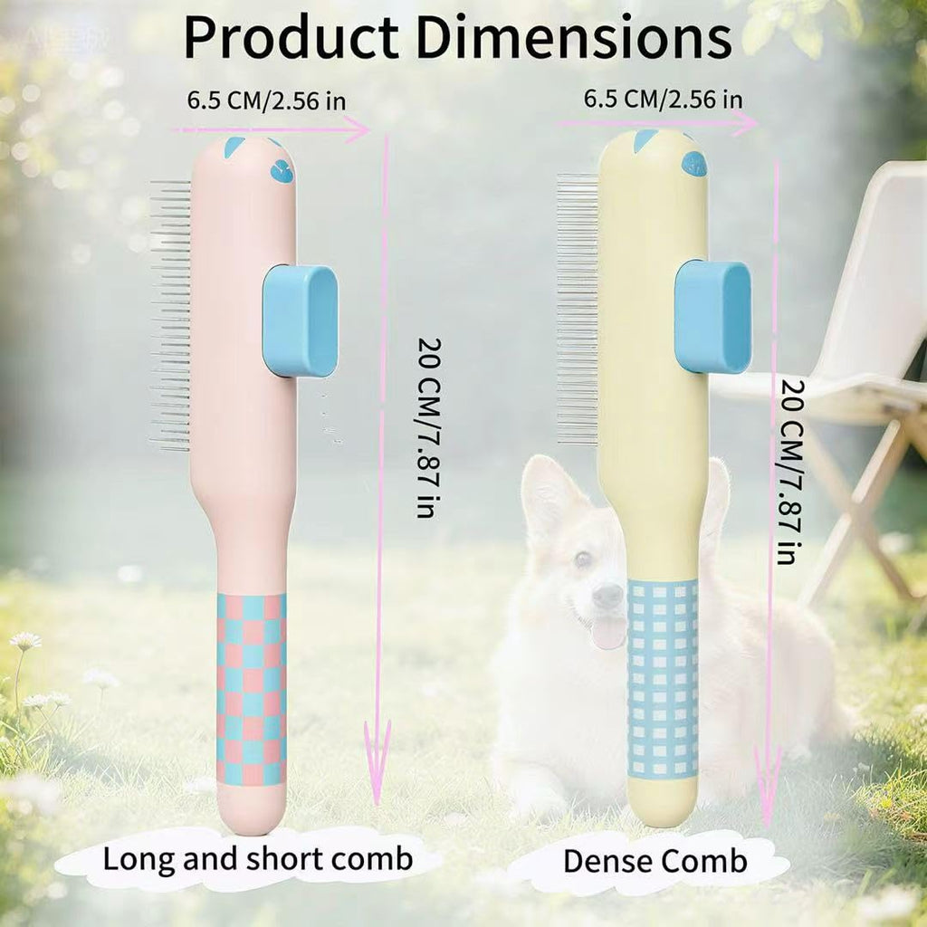 2Pcs Flea Comb, Long & Short Metal Teeth,Yellow & Pink