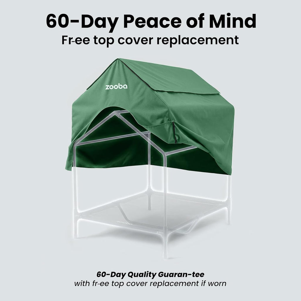 Zooba 36in Large Dog House Outdoor, Elevated Dog Bed with Canopy, Green