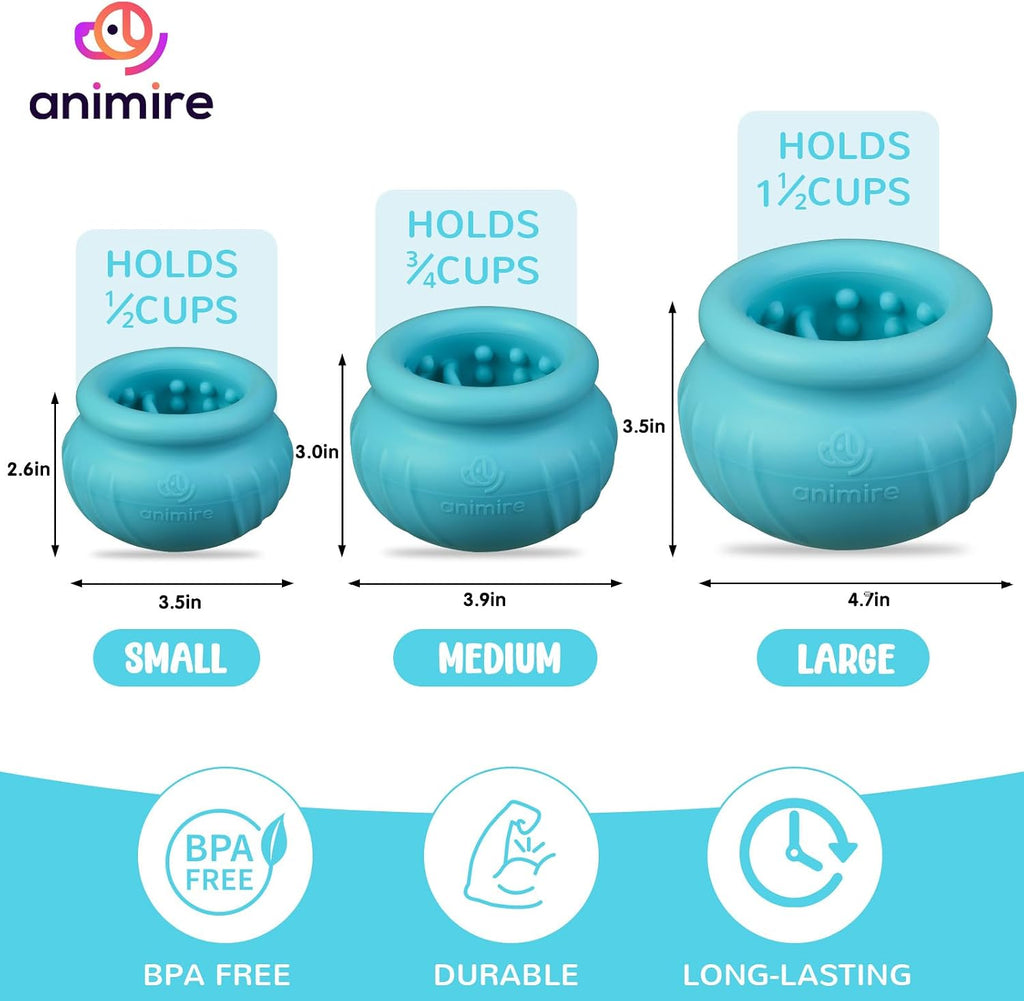 Wobbly Dog Enrichment Lick Toy, Stuffable Frozen Lick Bowl to Keep Dogs Busy, Long-Lasting Interactive Treat Dispensing Dog Toy, Silicone Fetch Catch Chew Toy(Teal,L)