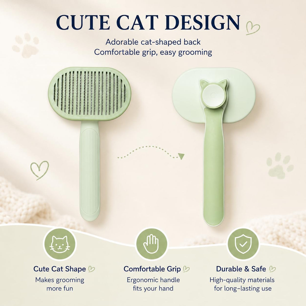 Cat Shedding Brush for long haired cats, Cat Deshedding tool, Green