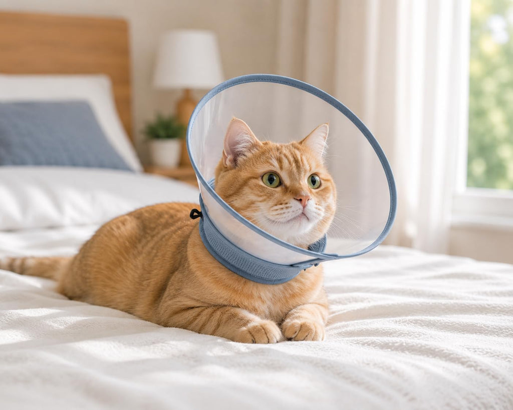 Avont Soft Mesh Cat Cone, Adjustable Anti-Lick E-Collar (Blue S)