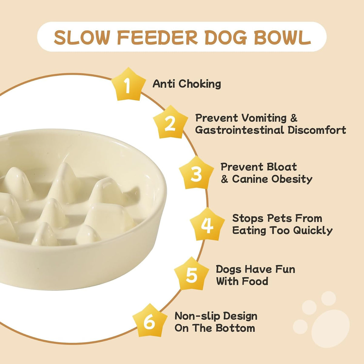 Havniva Elevated Slow Feeder Dog Bowls, 6.1 in Ceramic Slow Feeder Bowl Set