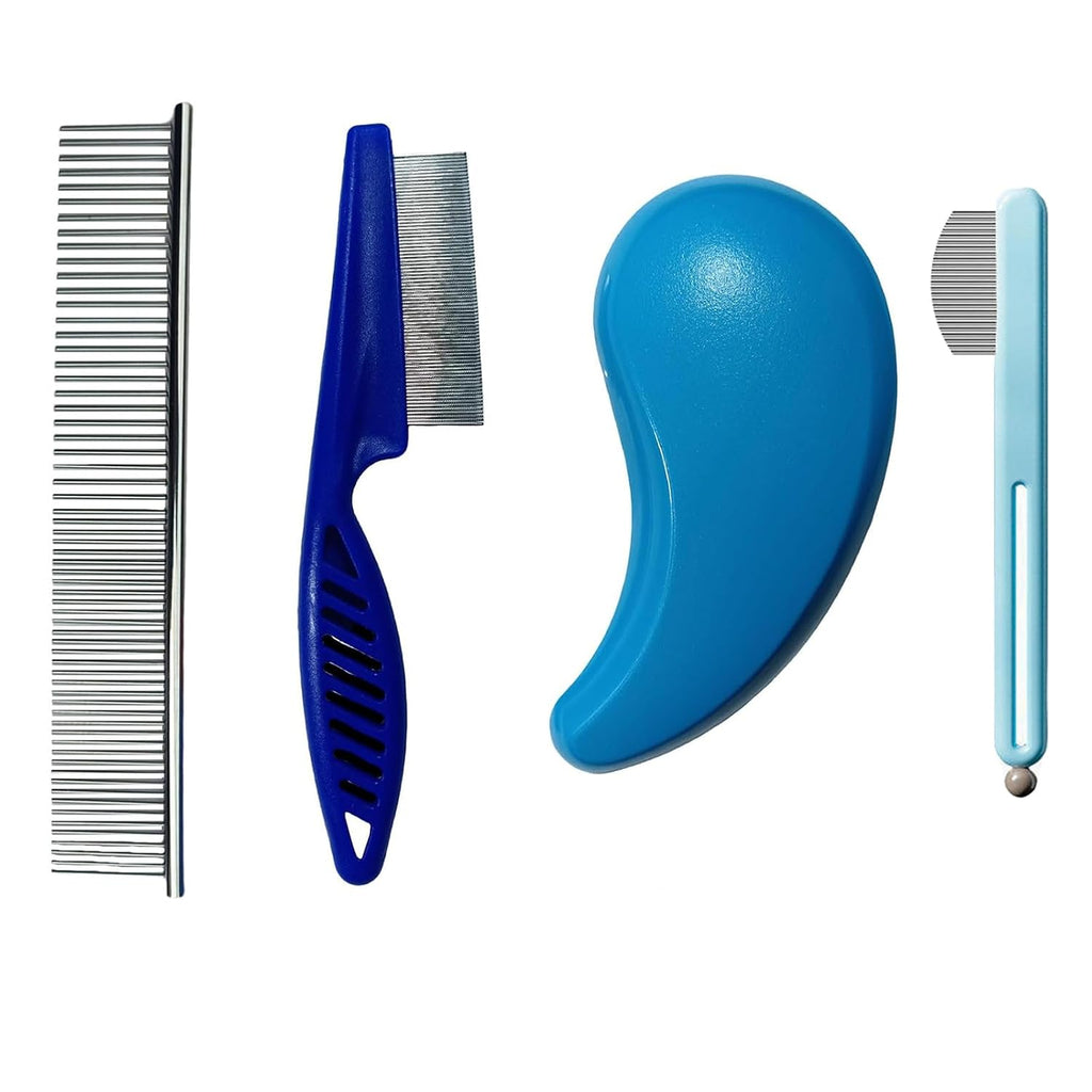 4 PCS Puppy Brush Grooming Kit, Dog Brush for Long Haired Dogs, Blue