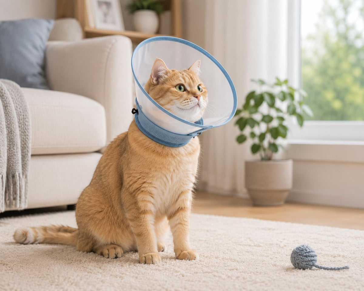 Avont Soft Mesh Cat Cone, Adjustable Anti-Lick E-Collar (Blue S)