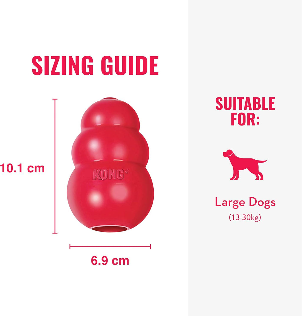 KONG Classic Stuffable Dog Toy, Natural Rubber, for Large Dogs (Pack of 2) | Treat-Filling Fetch & Chew Toy with Erratic Bounce, Made from KONG Durable Natural Rubber for Extended Playtime