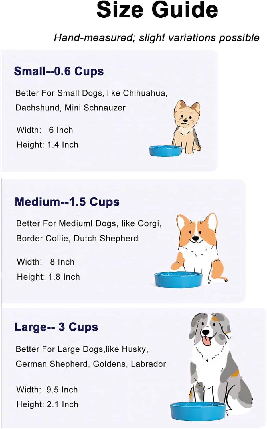 LE TAUCI Dog Bowls Slow Feeder Ceramic, 1.5 Cup Slow Feeding Bowl for Small and Medium Breed, Puzzle Dog Food Bowl for Fast Eater, Vortex Blue 