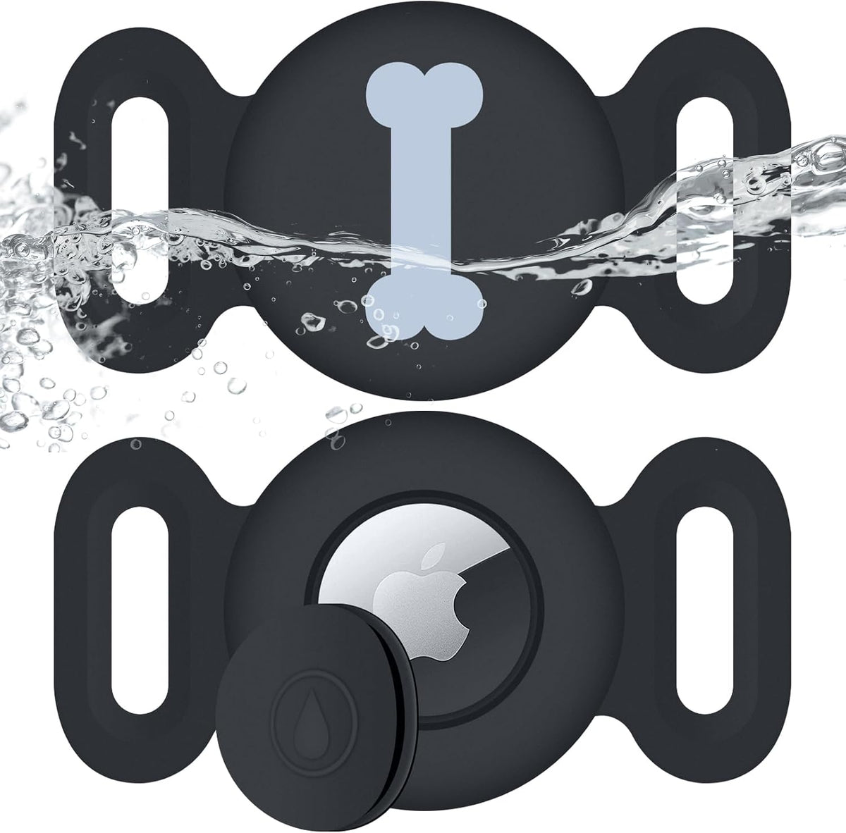 Waterproof Collar Holder Compatible with Airtag (2 Pack), Protective Anti-Lost Case for GPS Tracker, Silicone Collar Holder for Pets