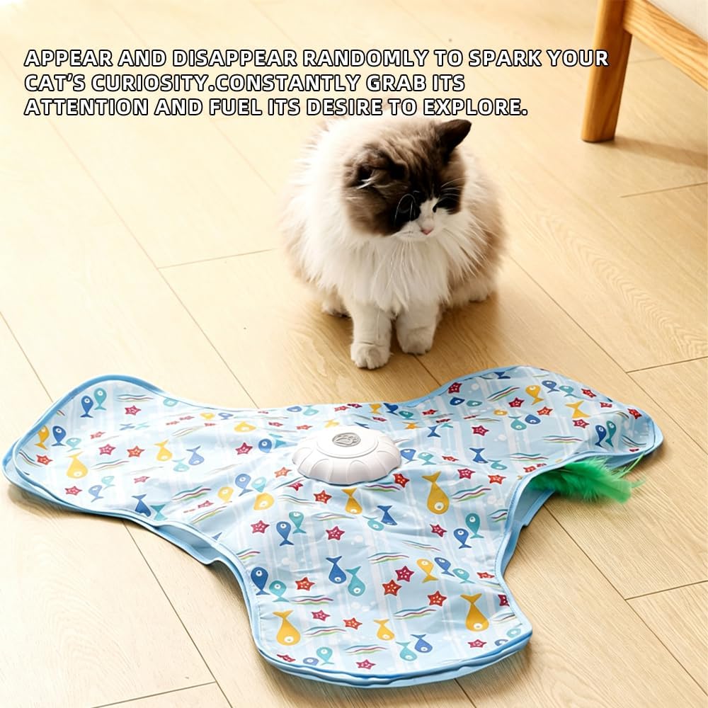 Interactive Cat Toy for Indoor Cats - Rechargeable Automatic Feather Wand with Motion Sensor, 3 Play Modes, Squeaky Mouse Sound, Hide & Seek Exercise Toy for Bored Kittens & Adult Cats (Triangle)