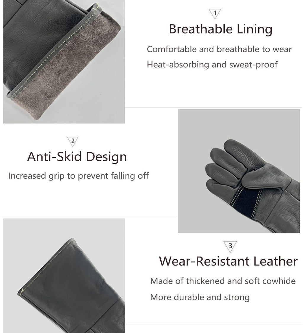 Animal Handling Gloves Bite Resistant, 60cm/ 23.6In Bite Proof Glove for Welding, Gardening, Handling Cat/Dog/Bird/Snake/Lizard/Falcon/Reptile, Anti-Bite Work Gloves (Deep Color)