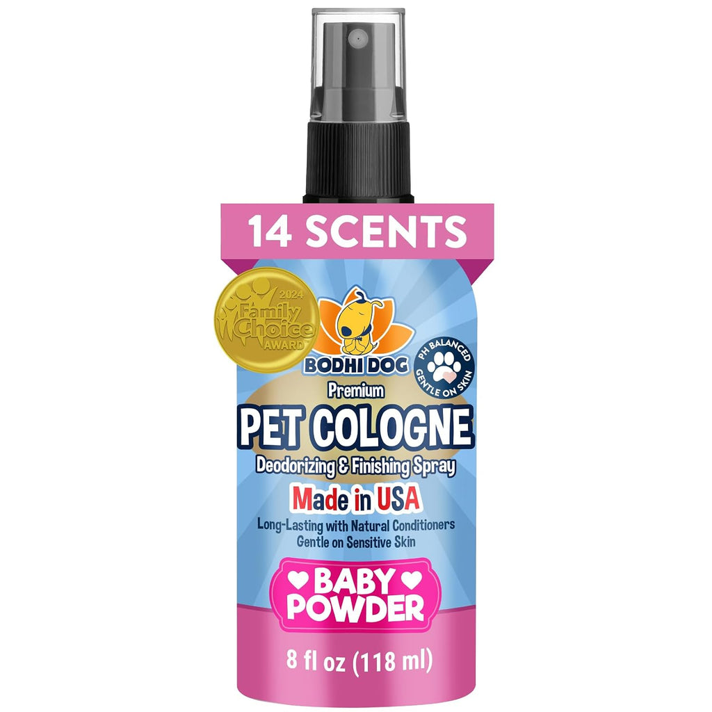 Bodhi Dog Natural Dog Cologne (Baby Powder) - Premium Scented Deodorizing Pet Perfume with Conditioner for Dogs & Cats - Keeps Pets Fresh & Clean - Gentle and Safe Formula, Made in USA (8 Fl Oz)
