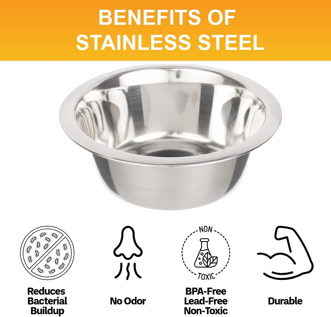 Neater Pet Brands 1.5 Cup (12 oz.) Stainless Steel Dog Bowls, Set of 2 Neater Feeder Replacement Bowls (Cat/Small Models), Dog Food Bowl & Water Bowl, Dishwasher Safe Metal Dish for Cats & Small Dogs 