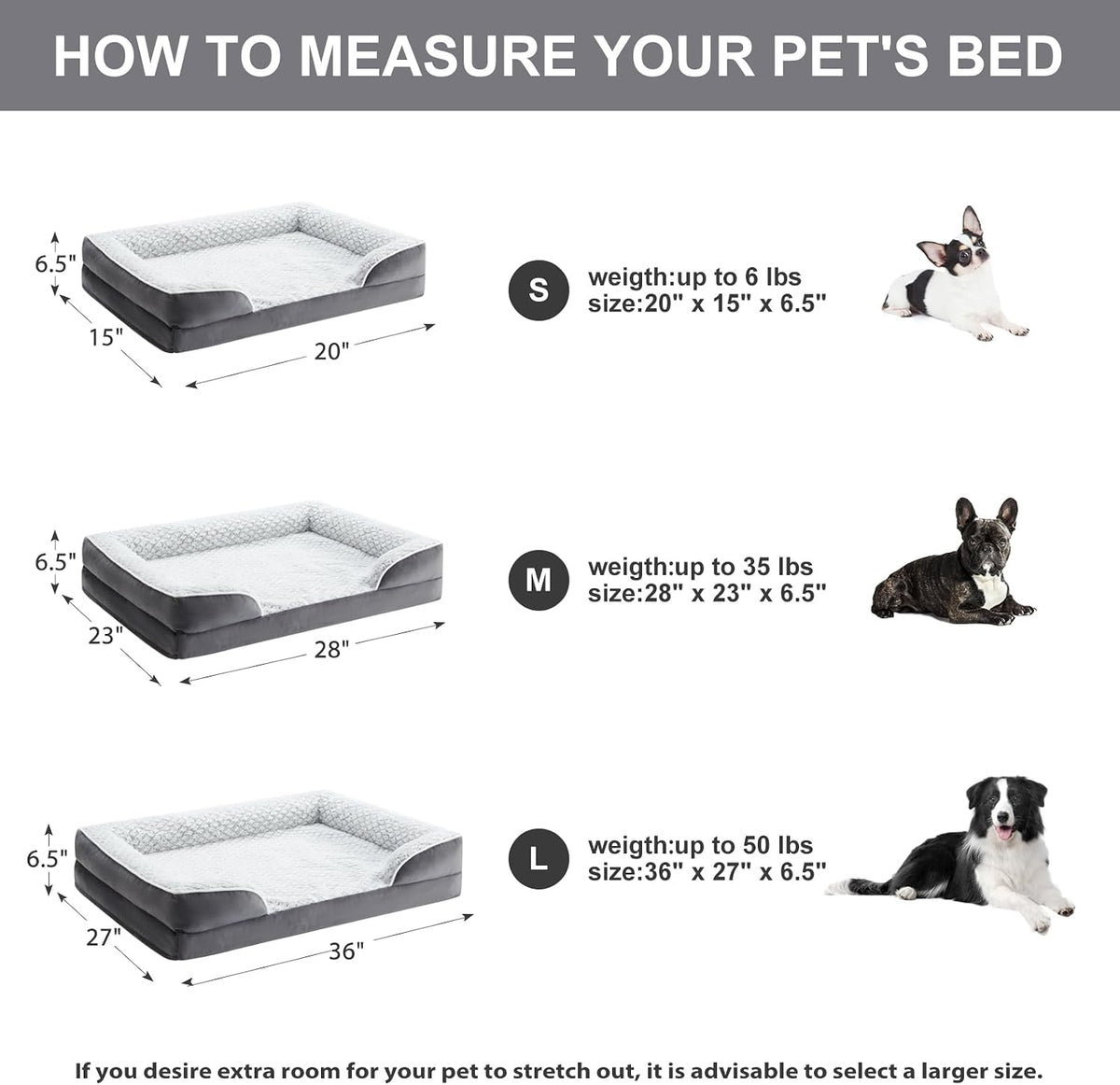 LEXTRO Washable Orthopedic Dog Bed, Waterproof Couch for Large Senior Dogs